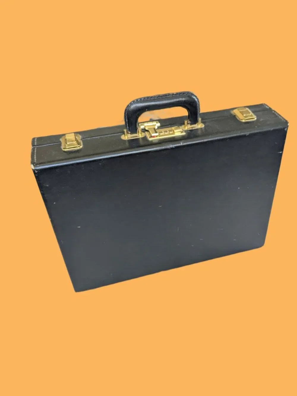Vintage Genuine Leather Cowhide Combo Locking Briefcase